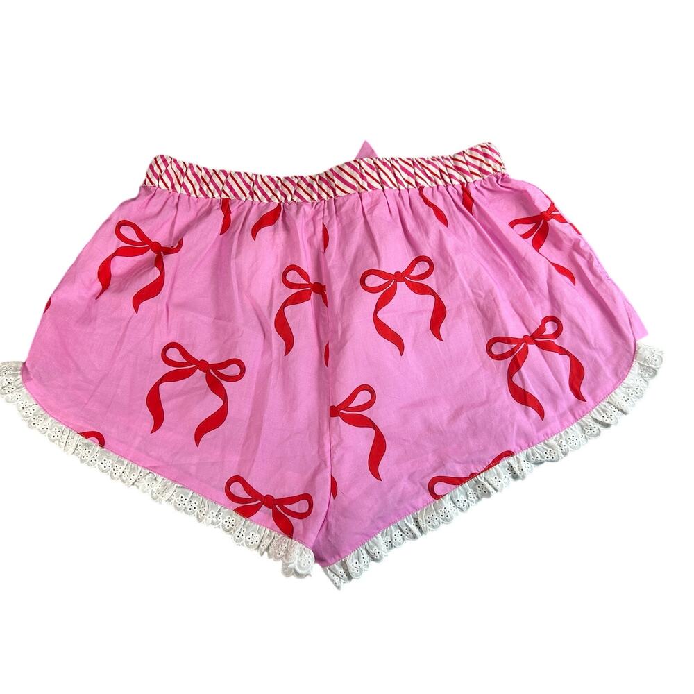 NWT- Boxer Short- Twee- hot Pink- white lace trim- Sz Small- Shiraleah - Cotton - Picture 3 of 5